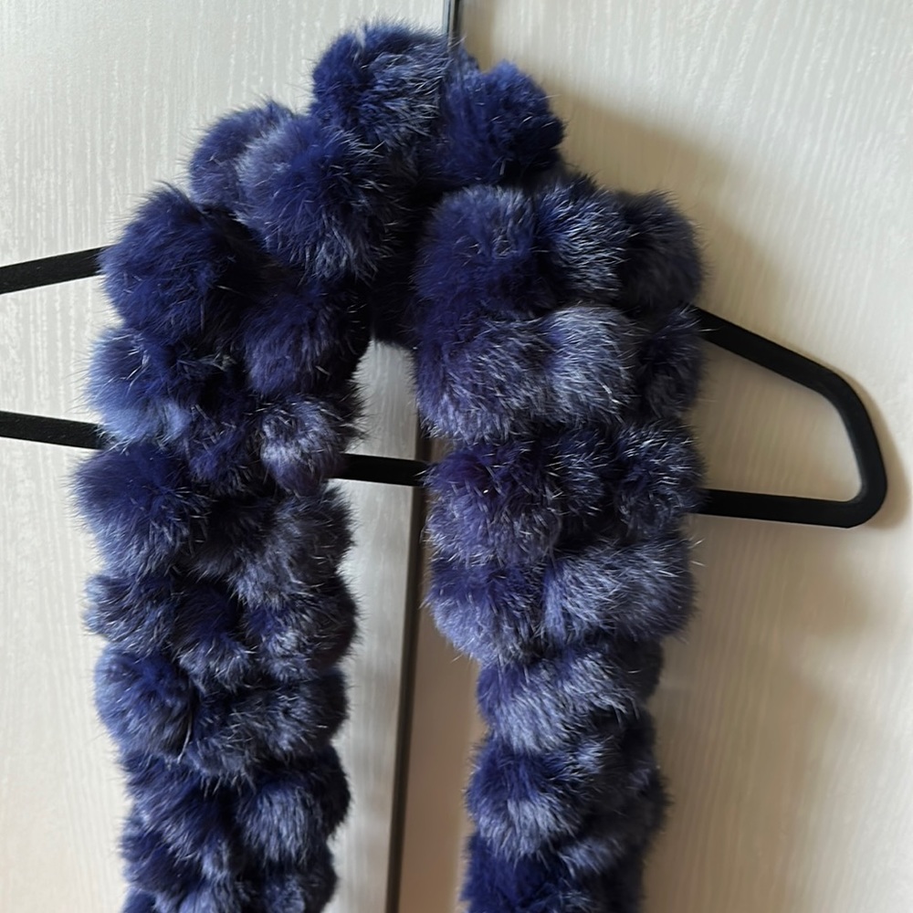 Adrienne landeau rabbit fur Pom Pom scarf